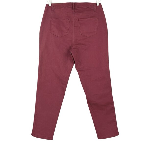 Jessica London Women's Stretch, Burgundy Denim Jeans Size 16W Mid Rise Regular - Picture 2 of 12